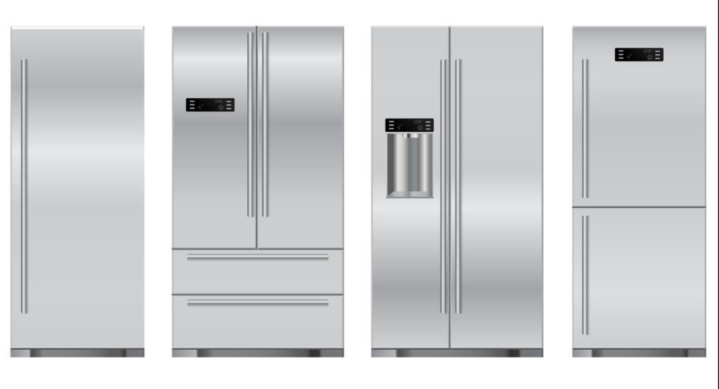 four different kinds of residential refrigerators